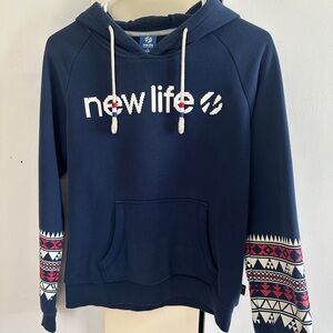 Not Rated Navy Blue Hoodie with Patterned Sleeves
